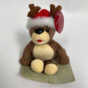 Seastone 1999 Reindeer with Christmas Hat Gift Plush Stuffed Animal 5 1/2" tall
